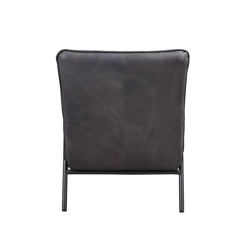 ACME Nignu Gray Top Grain Leather & Matt Iron Accent Chair Model 59950