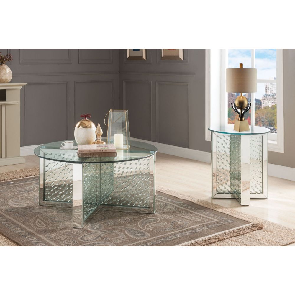 ACME Nysa Mirrored & Faux Crystals Coffee Table Model 80215