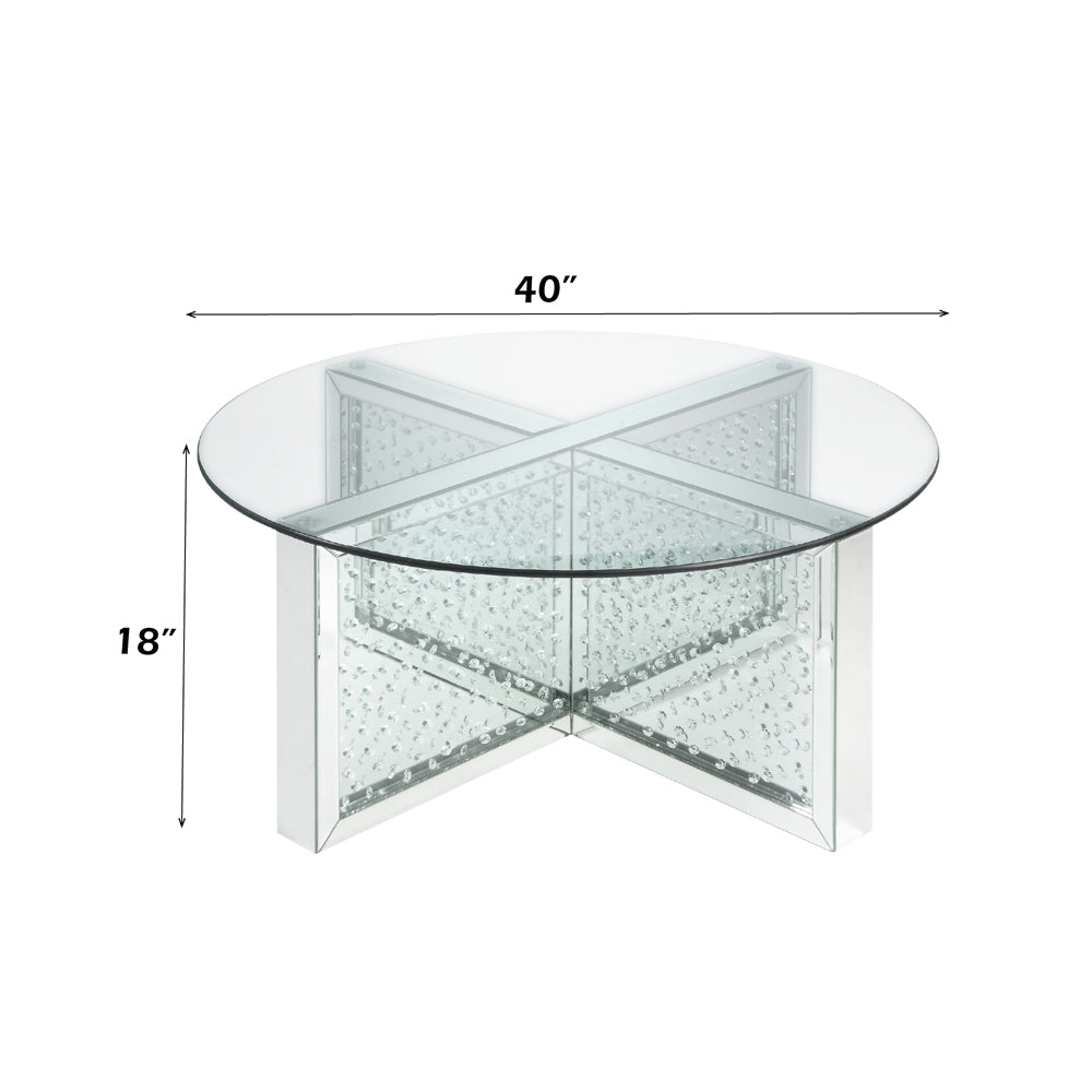 ACME Nysa Mirrored & Faux Crystals Coffee Table Model 80215