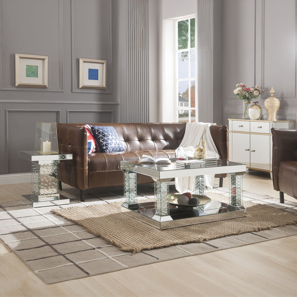ACME Nysa Mirrored & Faux Crystals End Table Model 80284