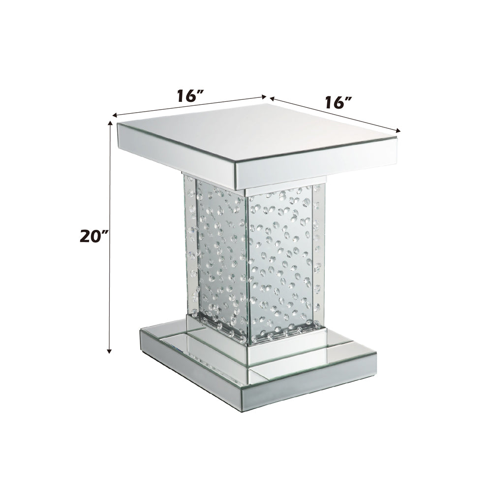 ACME Nysa Mirrored & Faux Crystals End Table Model 80284