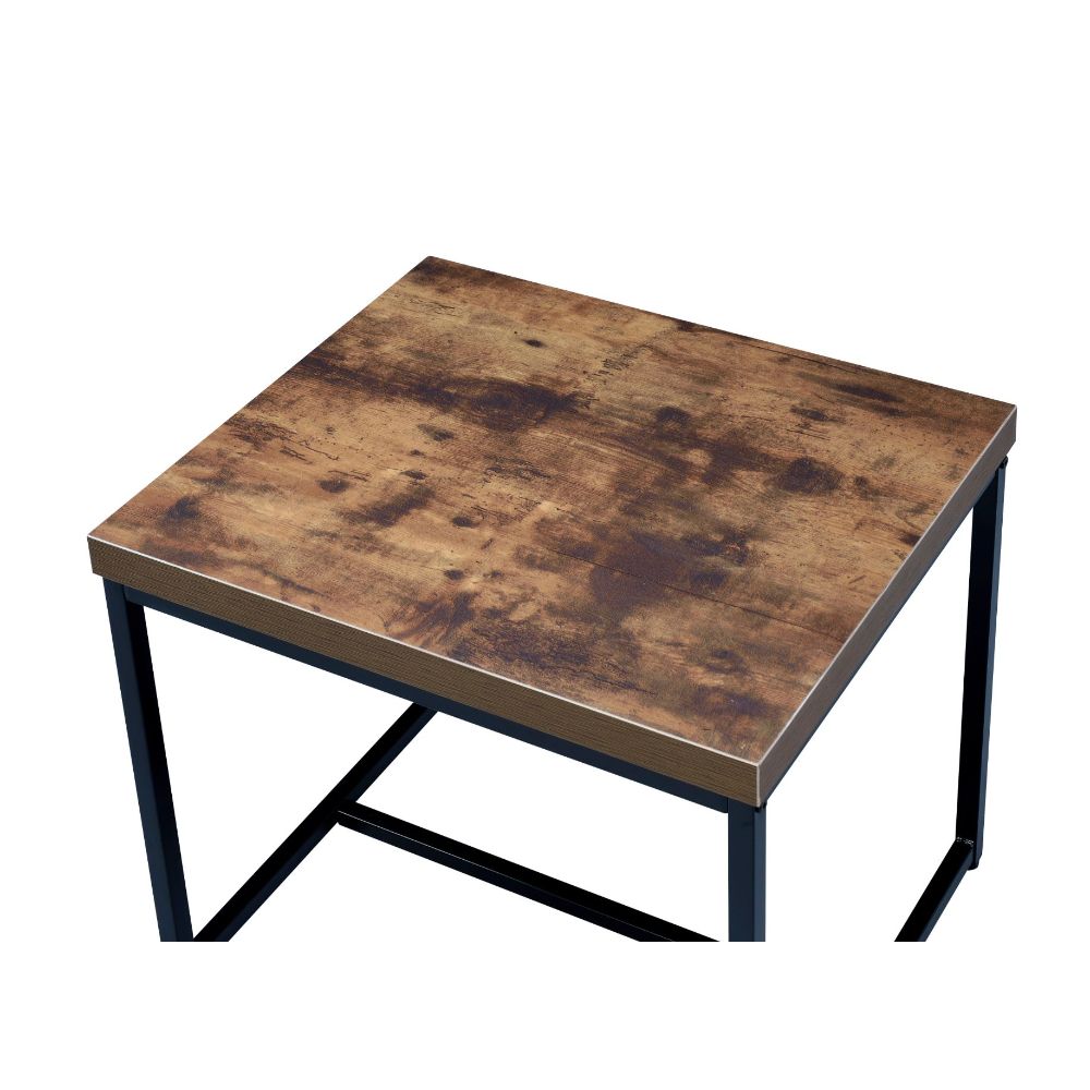 ACME Bob Weathered Oak & Black End Table Model 80617