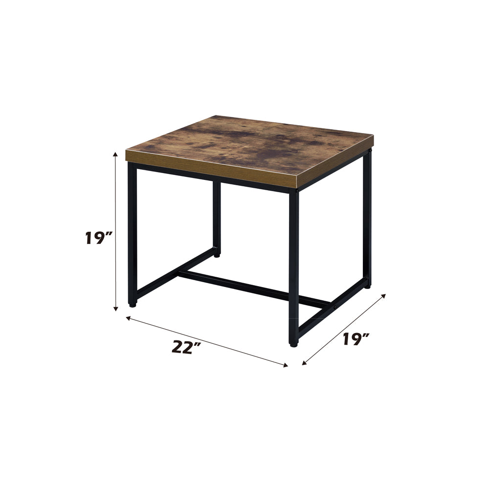 ACME Bob Weathered Oak & Black End Table Model 80617