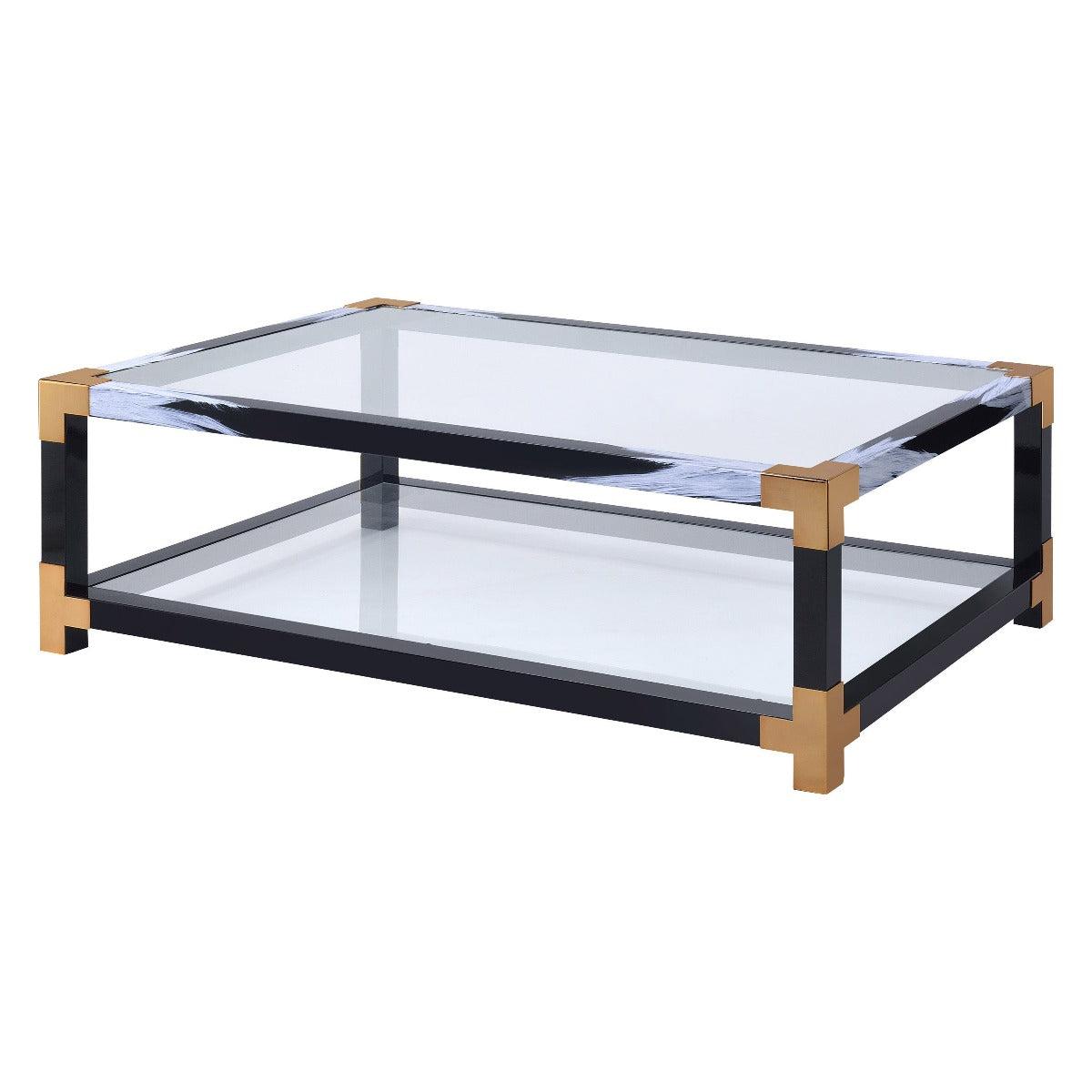 ACME Lafty White Brushed & Clear Glass Coffee Table Model 81000