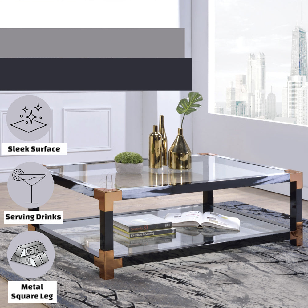 ACME Lafty White Brushed & Clear Glass Coffee Table Model 81000