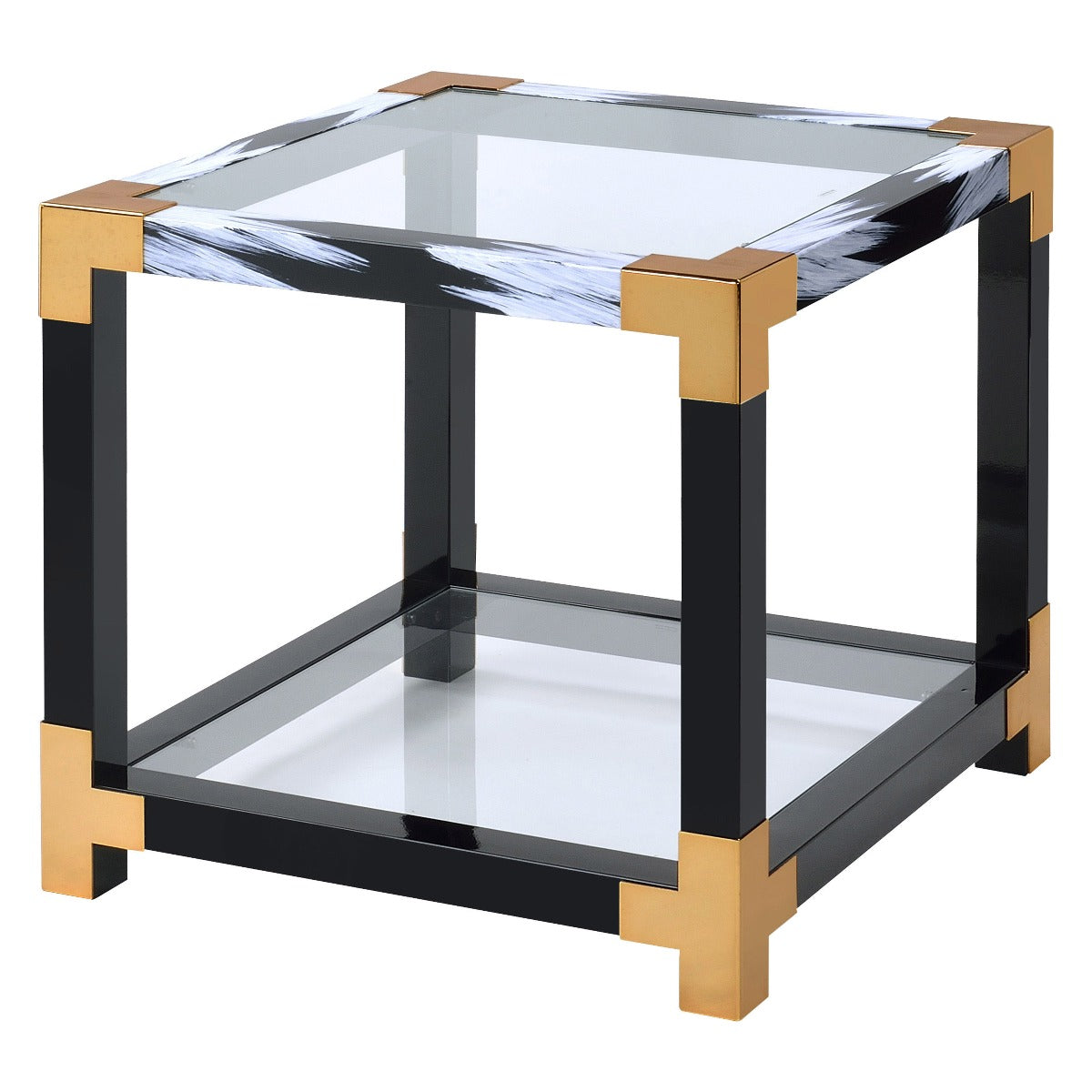ACME Lafty White Brushed & Clear Glass End Table Model 81002