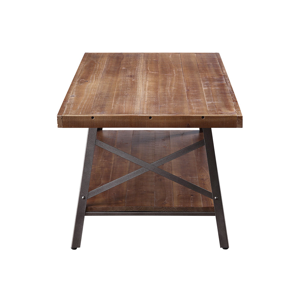 ACME Ikram Weathered Oak & Sandy Black Coffee Table Model 81175