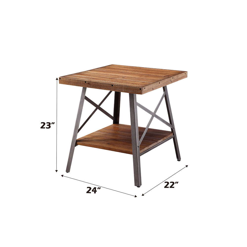 ACME Ikram Weathered Oak & Sandy Black End Table (Set-2) Model 81177