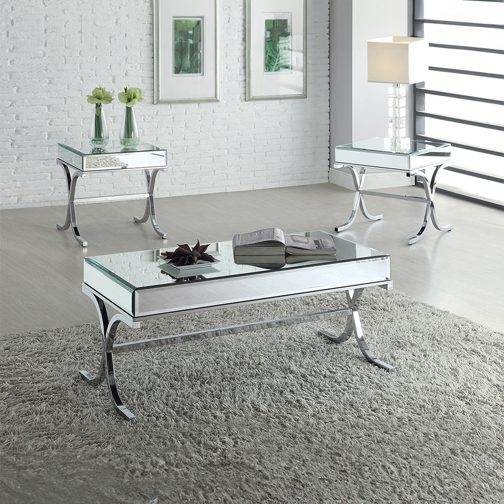 ACME Dominic Mirrored & Chrome Coffee Table Model 81195