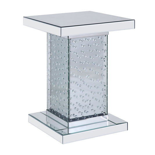 ACME Nysa Mirrored & Faux Crystals End Table Model 81412