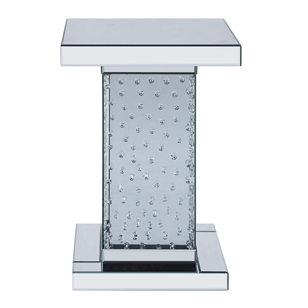 ACME Nysa Mirrored & Faux Crystals End Table Model 81412
