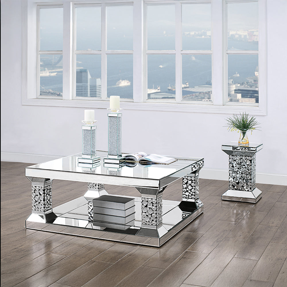 ACME Kachina Mirrored & Faux Gems Coffee Table Model 81425