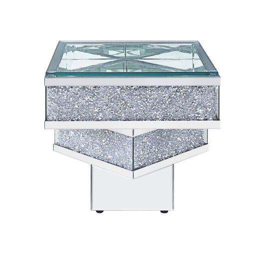 ACME Noralie Mirrored & Faux Diamonds End Table Model 81467