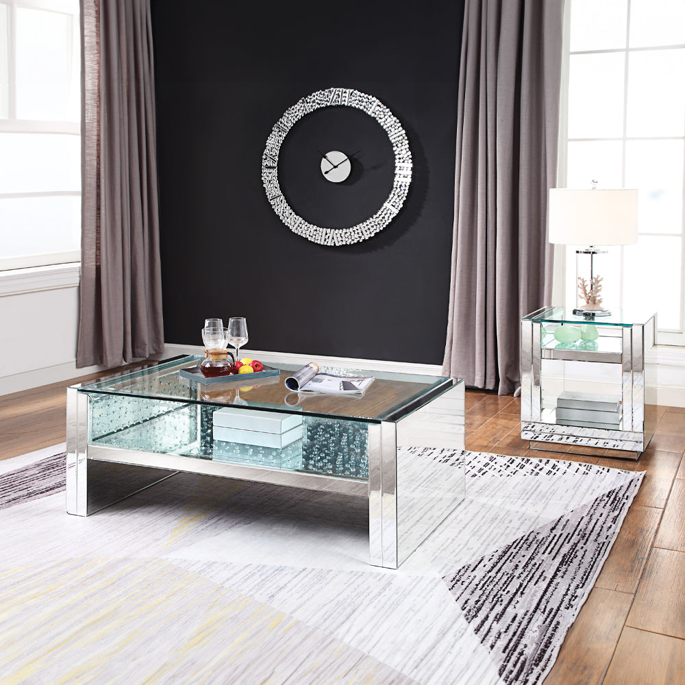 ACME Nysa Mirrored & Faux Crystals Coffee Table Model 81470