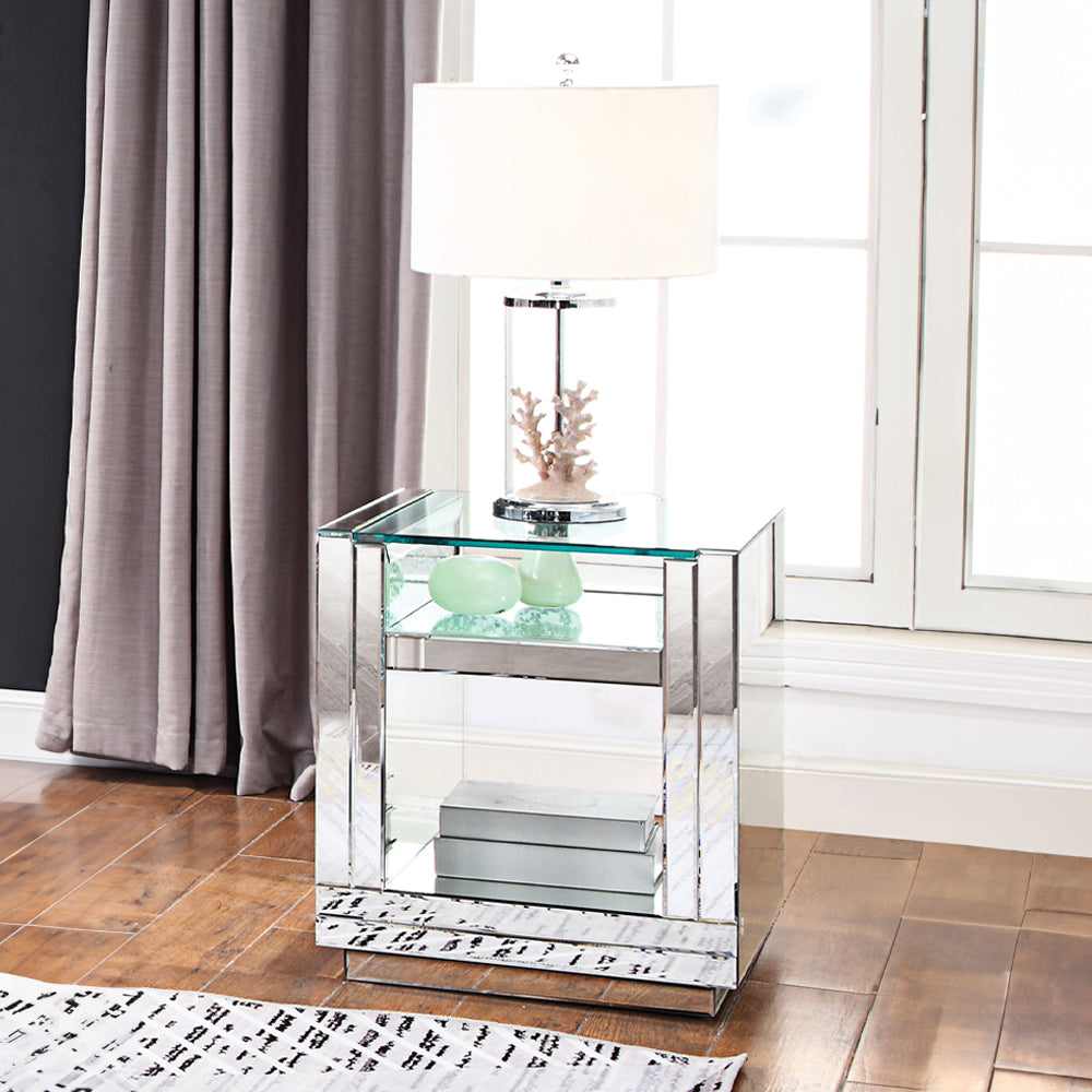 ACME Nysa Mirrored & Faux Crystals End Table Model 81472