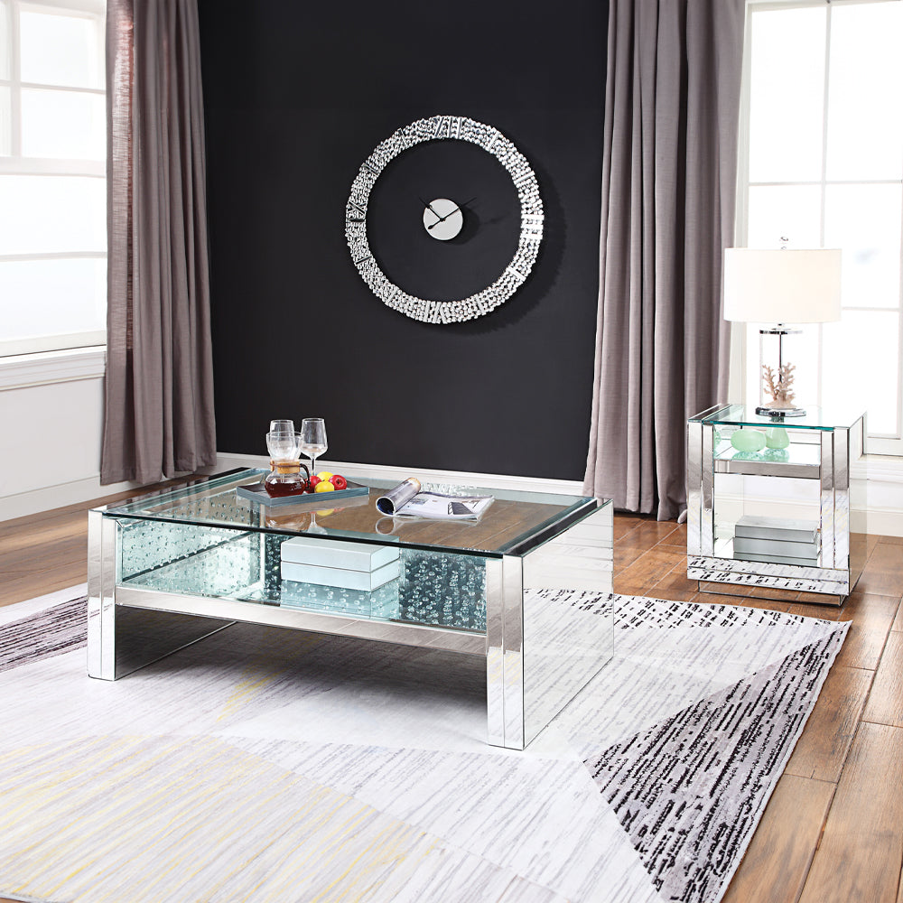 ACME Nysa Mirrored & Faux Crystals End Table Model 81472