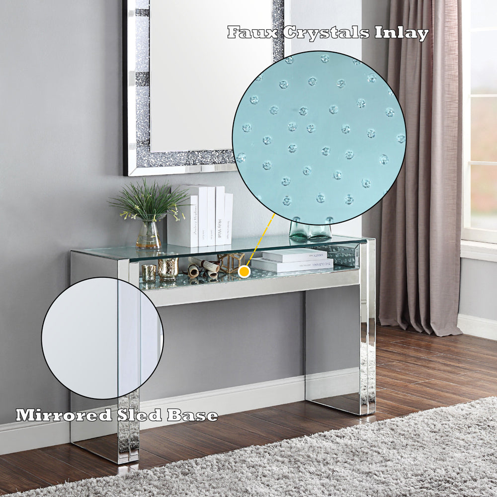 ACME Nysa Mirrored & Faux Crystals Sofa Table Model 81473