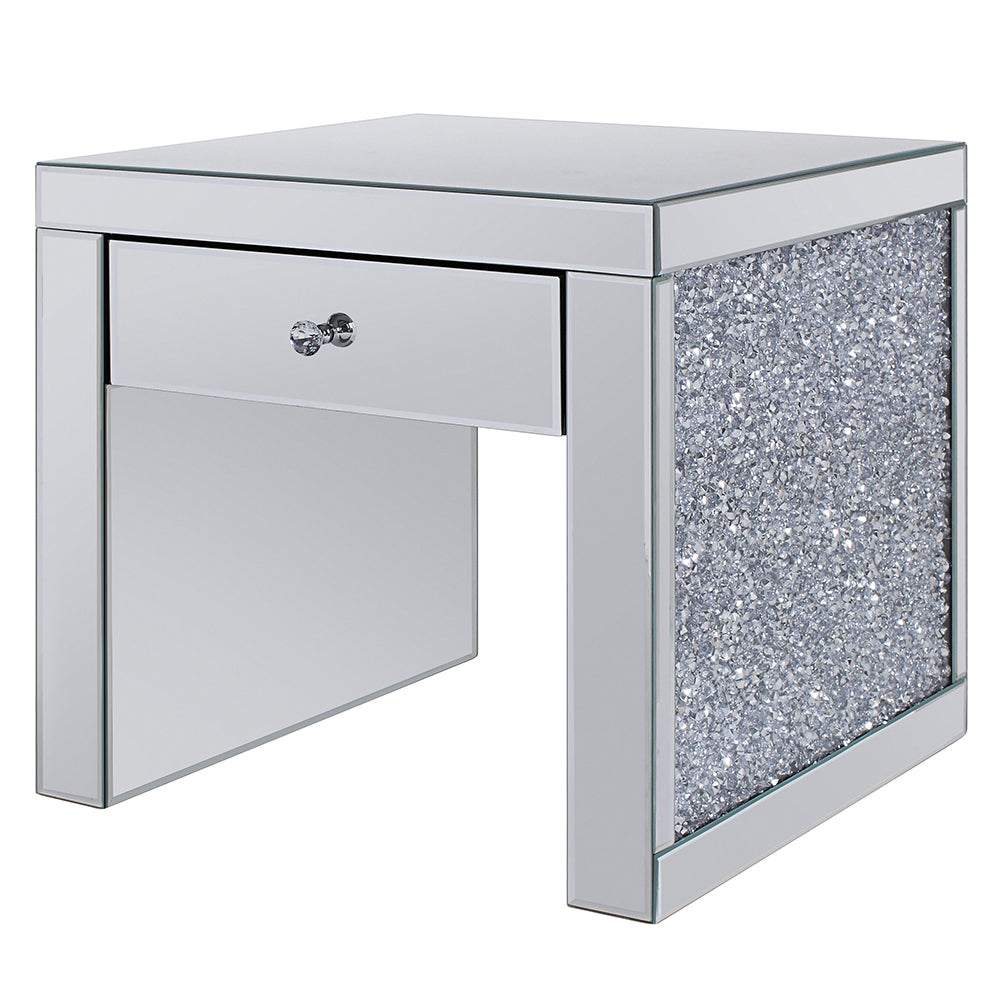 ACME Noralie Mirrored & Faux Diamonds End Table Model 81477