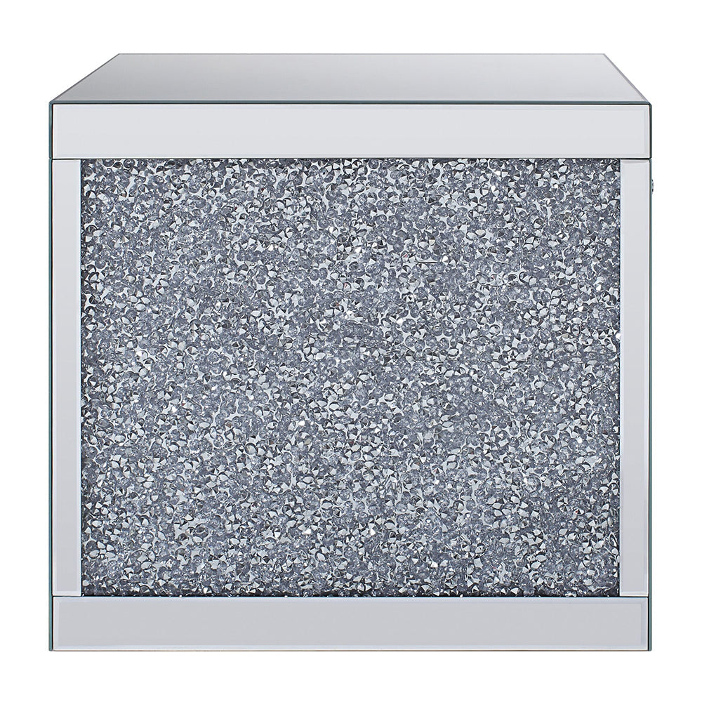 ACME Noralie Mirrored & Faux Diamonds End Table Model 81477