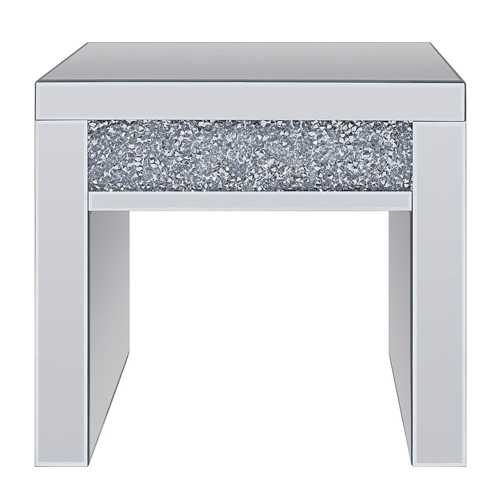 ACME Noralie Mirrored & Faux Diamonds End Table Model 81477