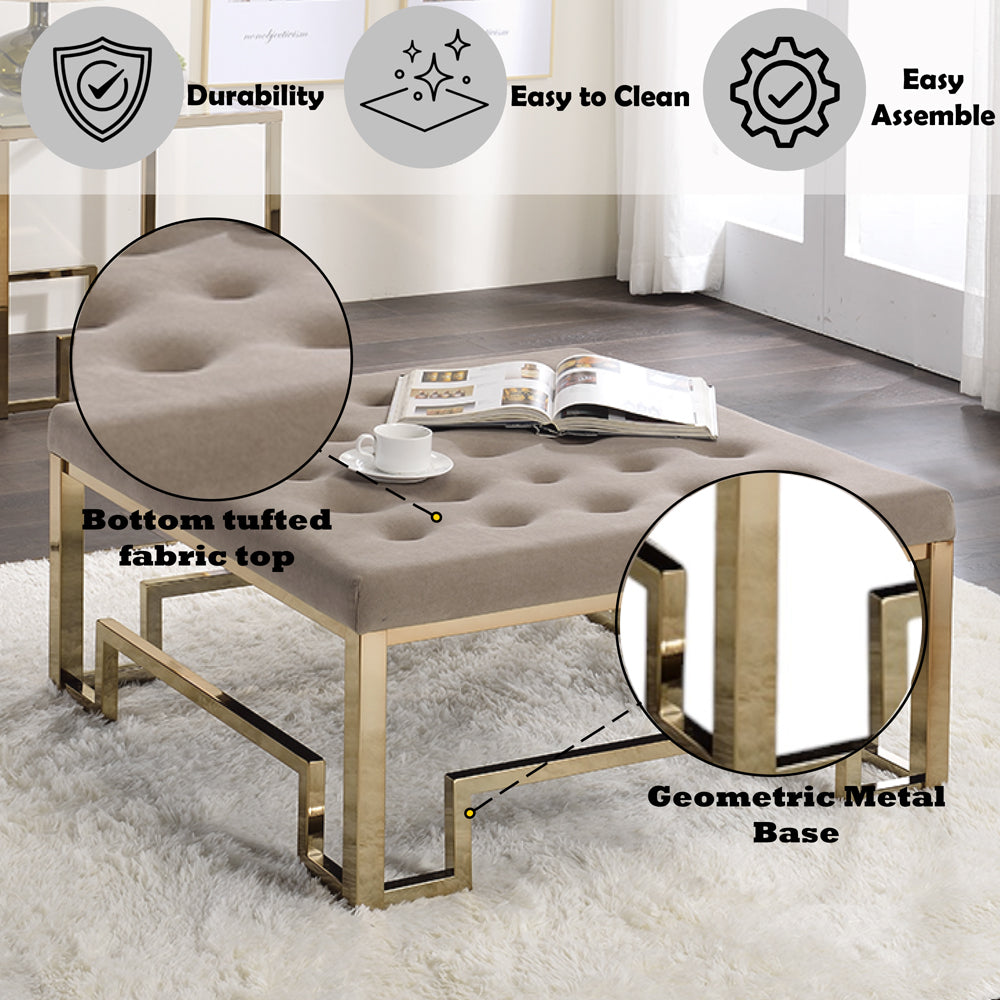 ACME Damien Fabric & Champagne Cocktail Ottoman Model 81625