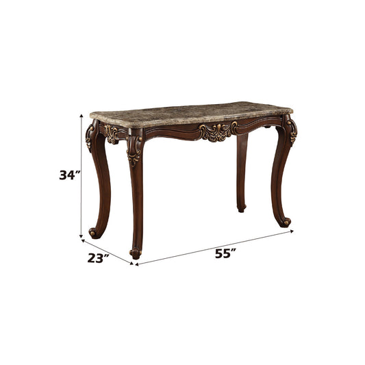 ACME Mehadi Natural Marble Top & Walnut Sofa Table Model 81698
