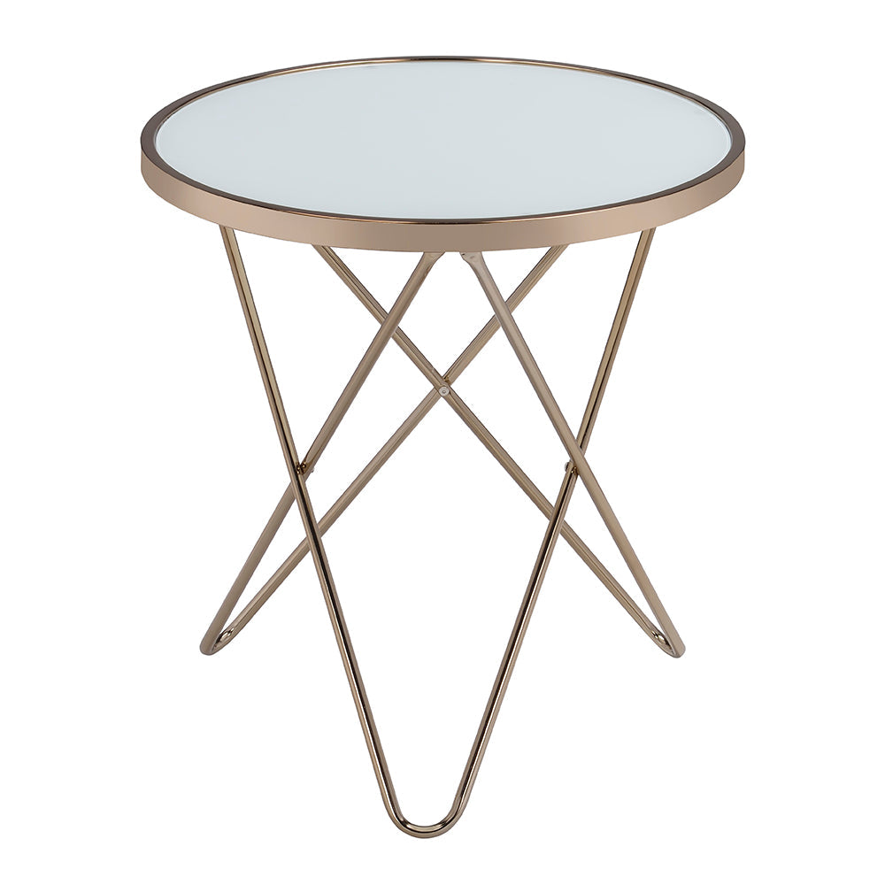 ACME Valora Champagne & Frosted Glass End Table Model 81827