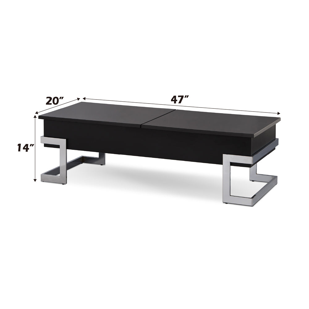 ACME Calnan Black High Gloss & Chrome Coffee Table with Lift Top Model 81855