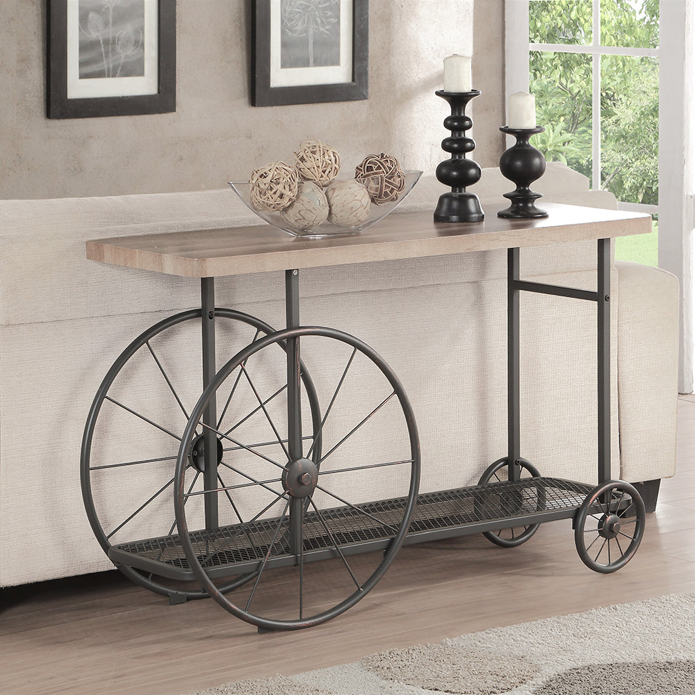 ACME Francie Oak & Antique Gray Sofa Table Model 82863