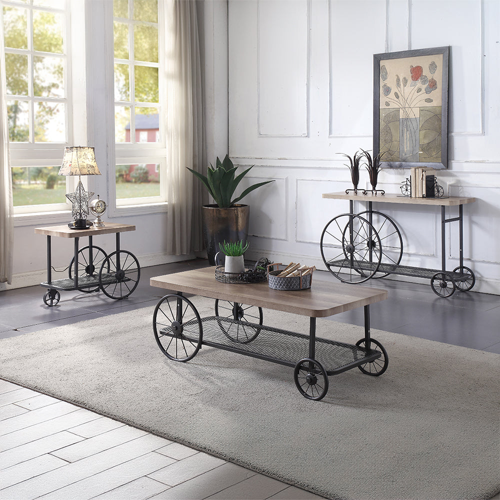 ACME Francie Oak & Antique Gray Sofa Table Model 82863