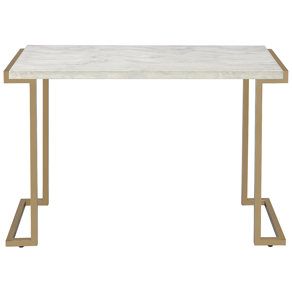 ACME Boice II Engineered Stone Top & Champagne Sofa Table Model 82873