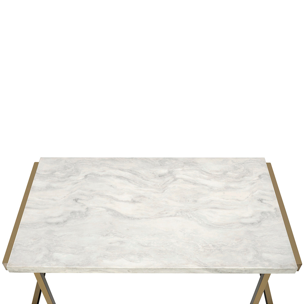 ACME Boice II Engineered Stone Top & Champagne Sofa Table Model 82873
