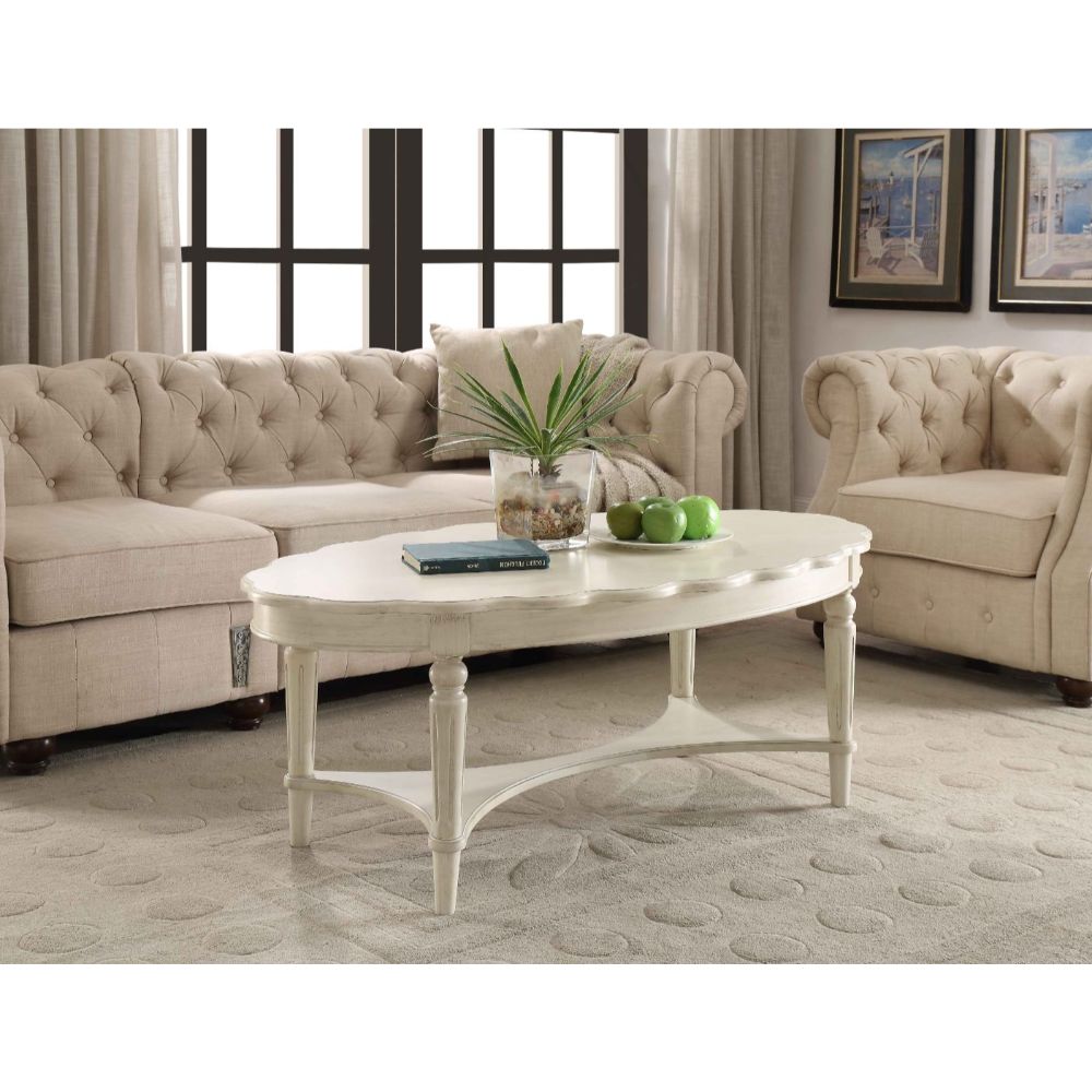 ACME Fordon Antique White Coffee Table Model 82920