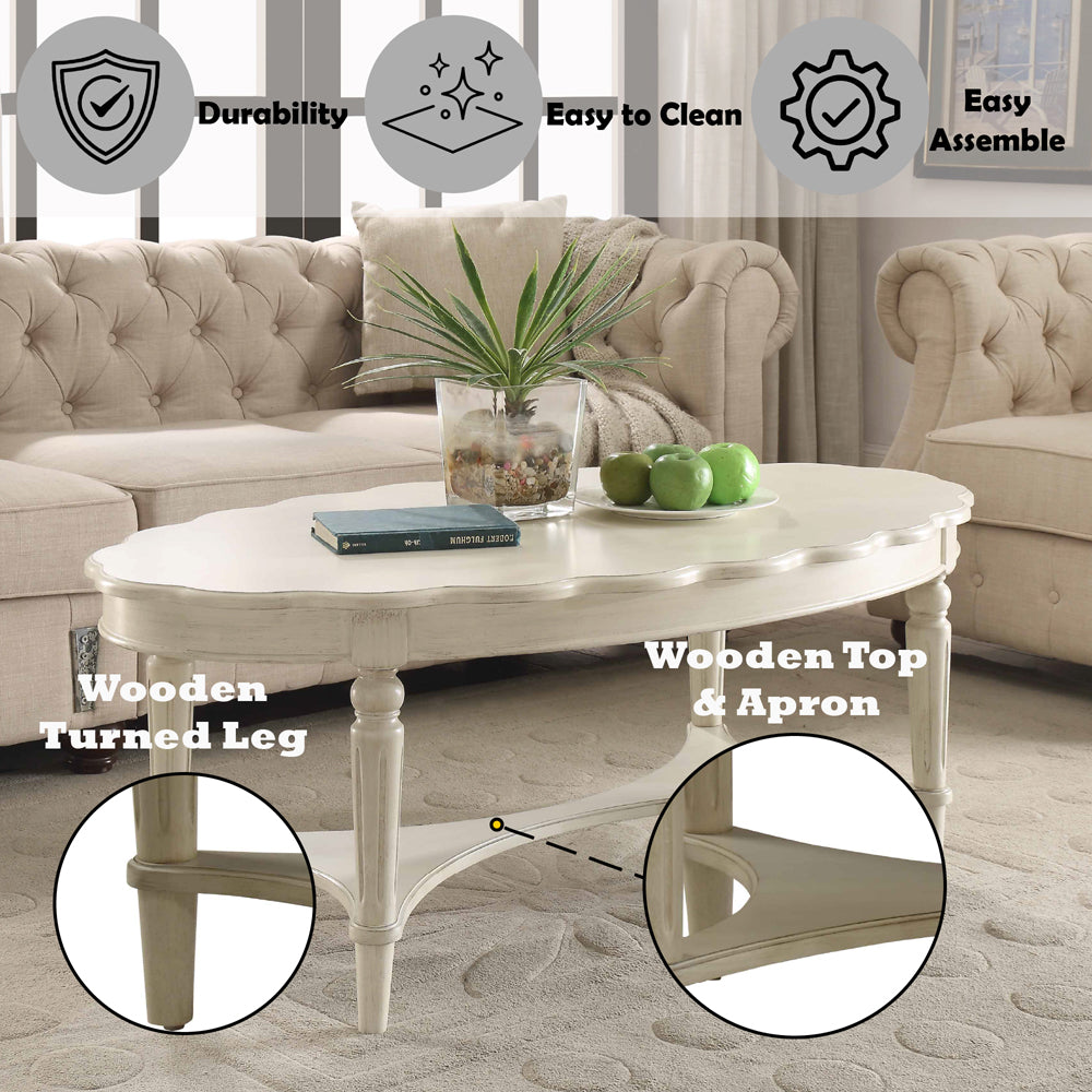 ACME Fordon Antique White Coffee Table Model 82920