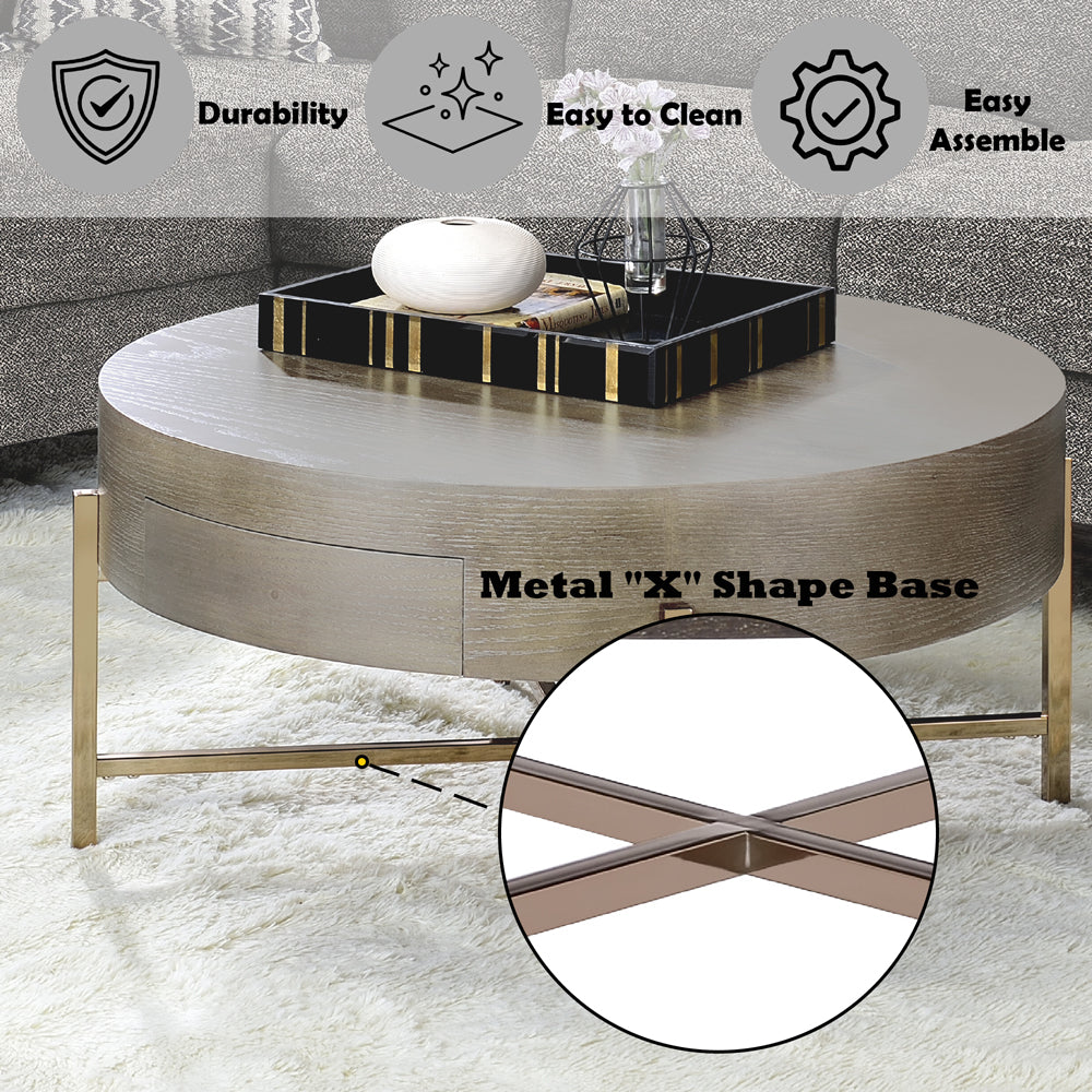 ACME Weyton Light Brown & Champagne Coffee Table Model 82955