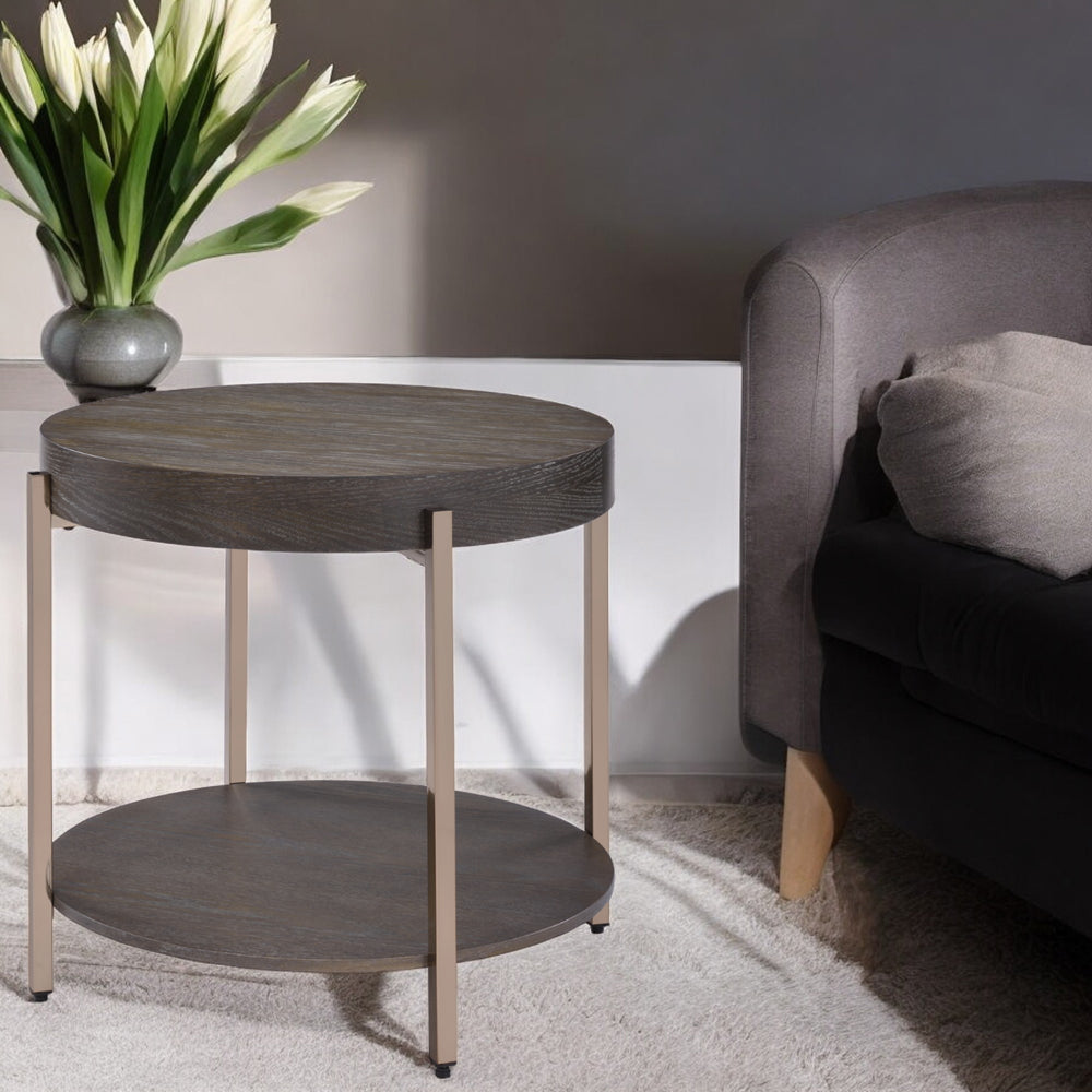ACME Weyton Light Brown & Champagne End Table Model 82957