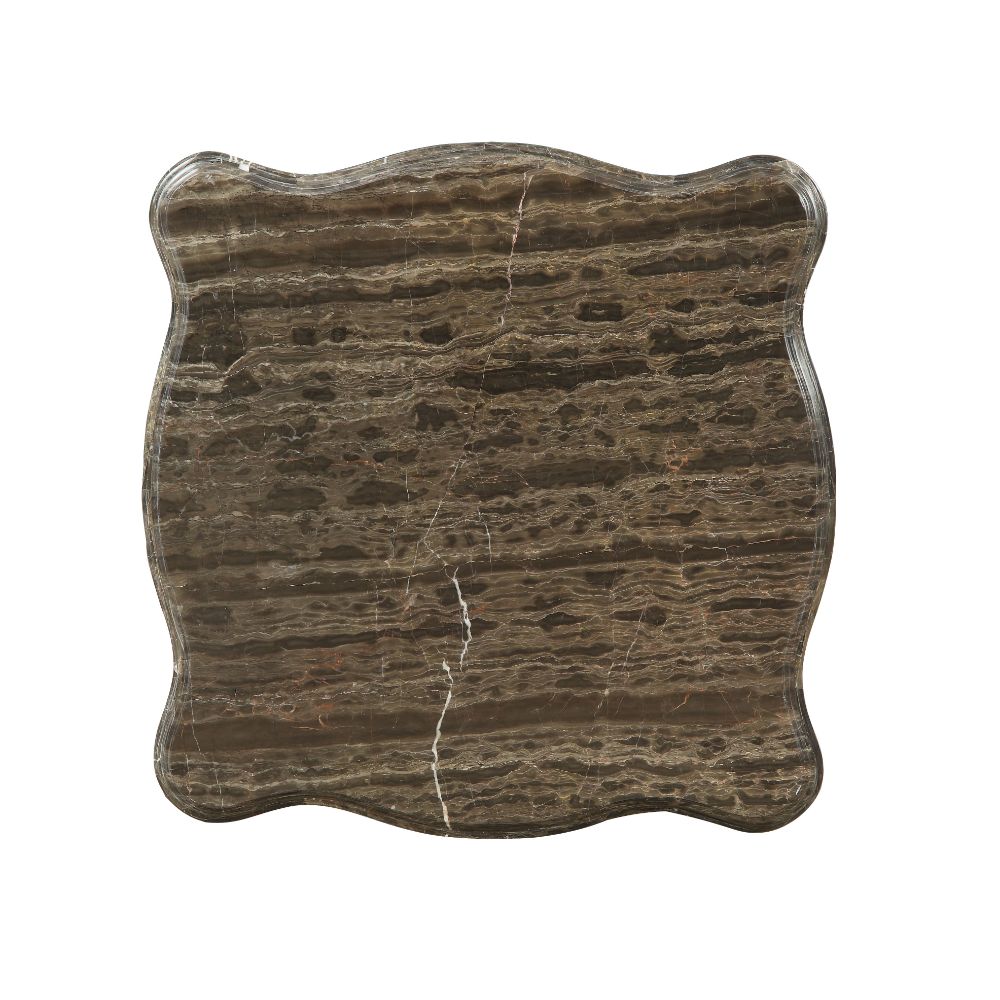 ACME Eustoma Natural Marble Top & Walnut End Table Model 83067
