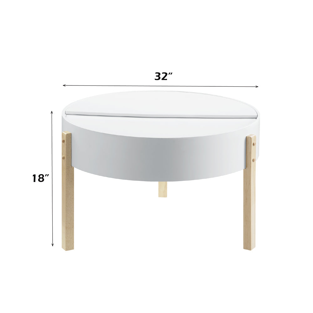 ACME Bodfish White & Natural Coffee Table Model 83215