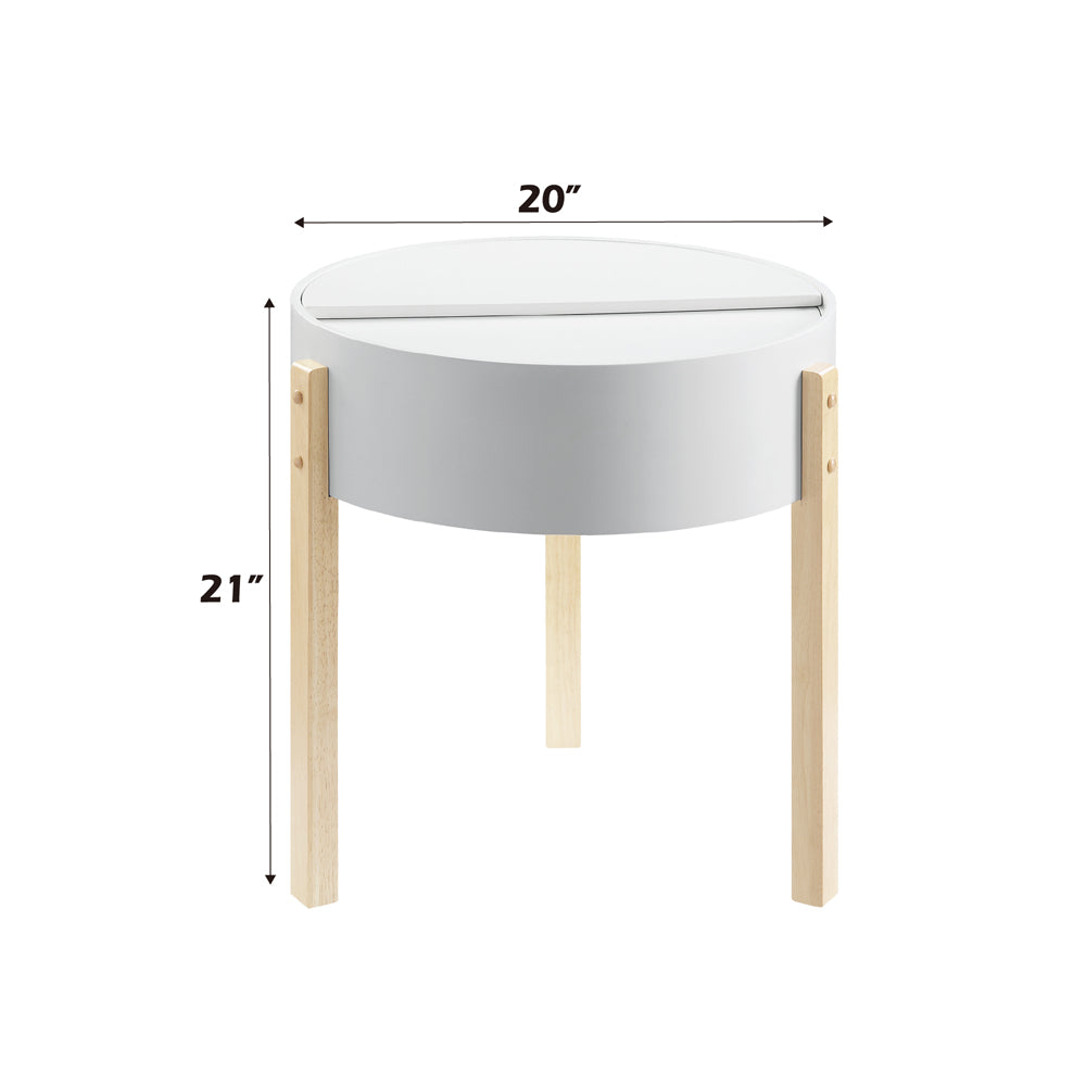 ACME Bodfish White & Natural End Table Model 83217