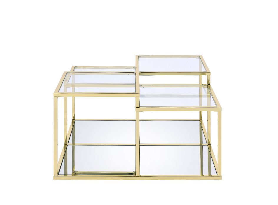 ACME Uchenna Clear Glass & Gold Coffee Table Model 83470