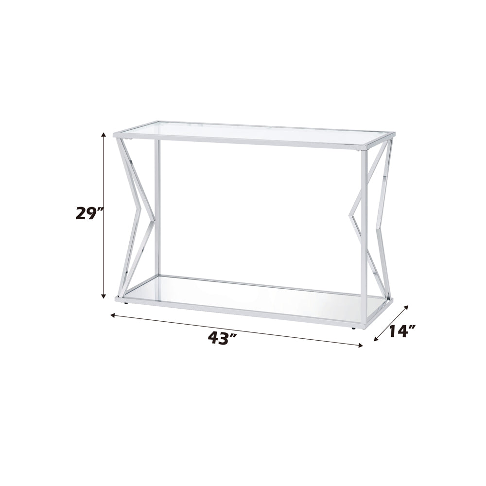 ACME Virtue Clear Glass & Chrome Sofa Table Model 83484