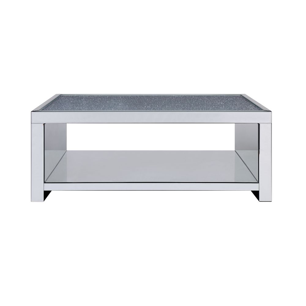 ACME Noralie Clear Glass Mirrored & Faux Diamonds Coffee Table Model 83580