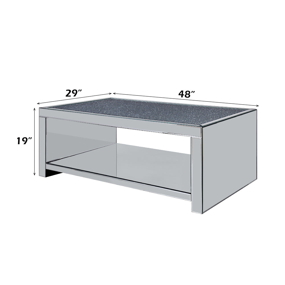 ACME Noralie Clear Glass Mirrored & Faux Diamonds Coffee Table Model 83580