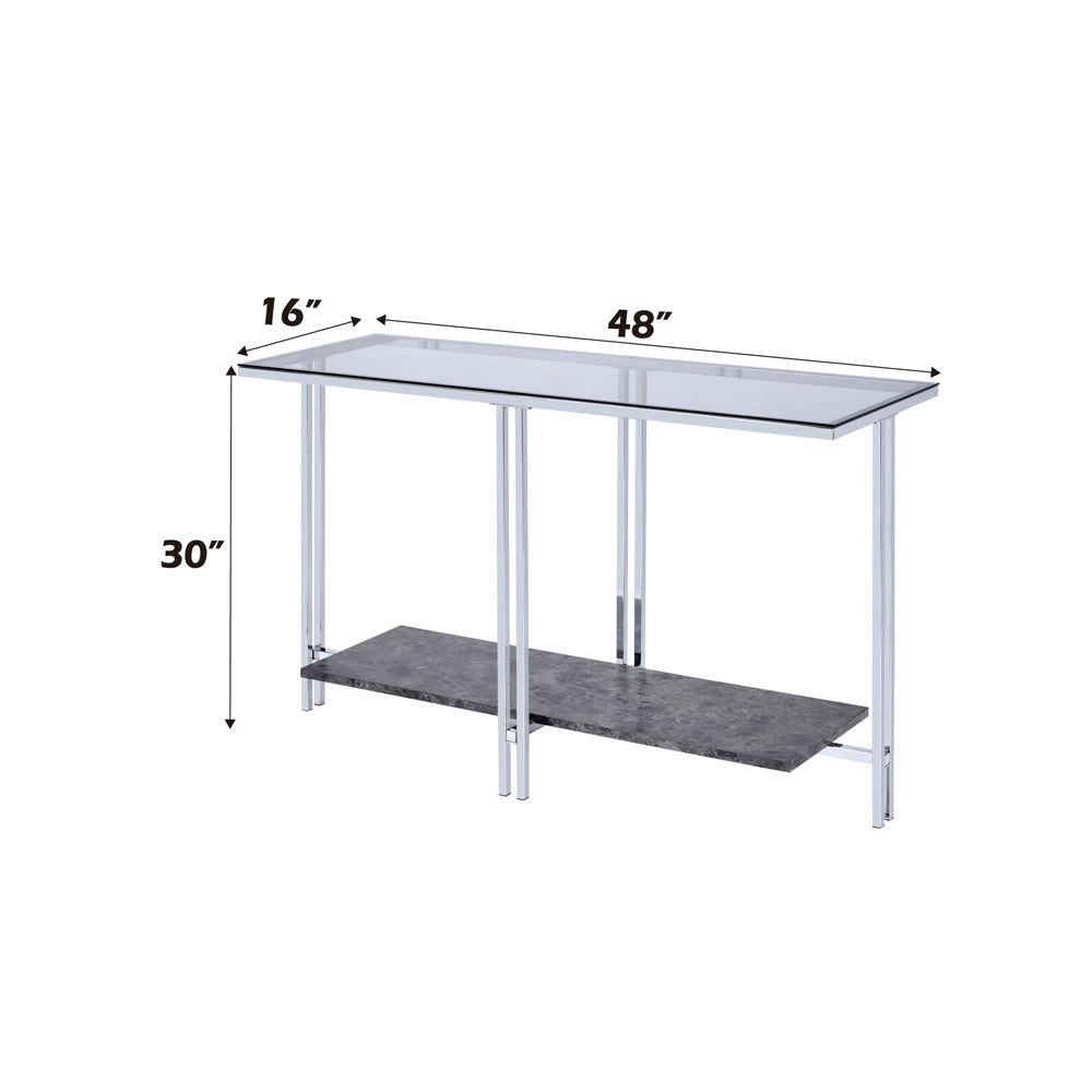 ACME Liddell Chrome & Glass Sofa Table Model 83929