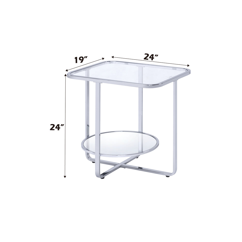ACME Hollo Chrome & Glass End Table Model 83932