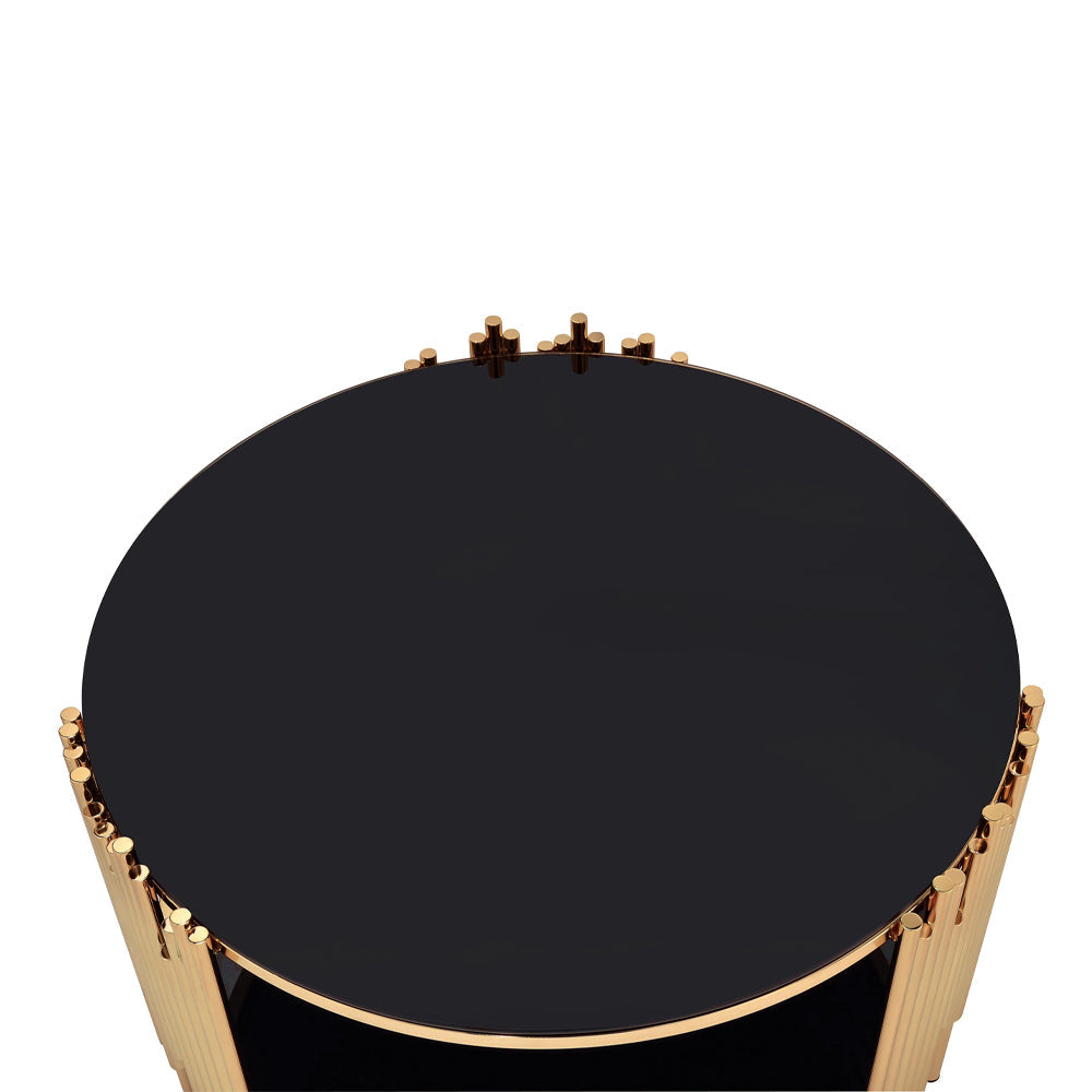 ACME Tanquin Gold & Black Glass Coffee Table Model 84490