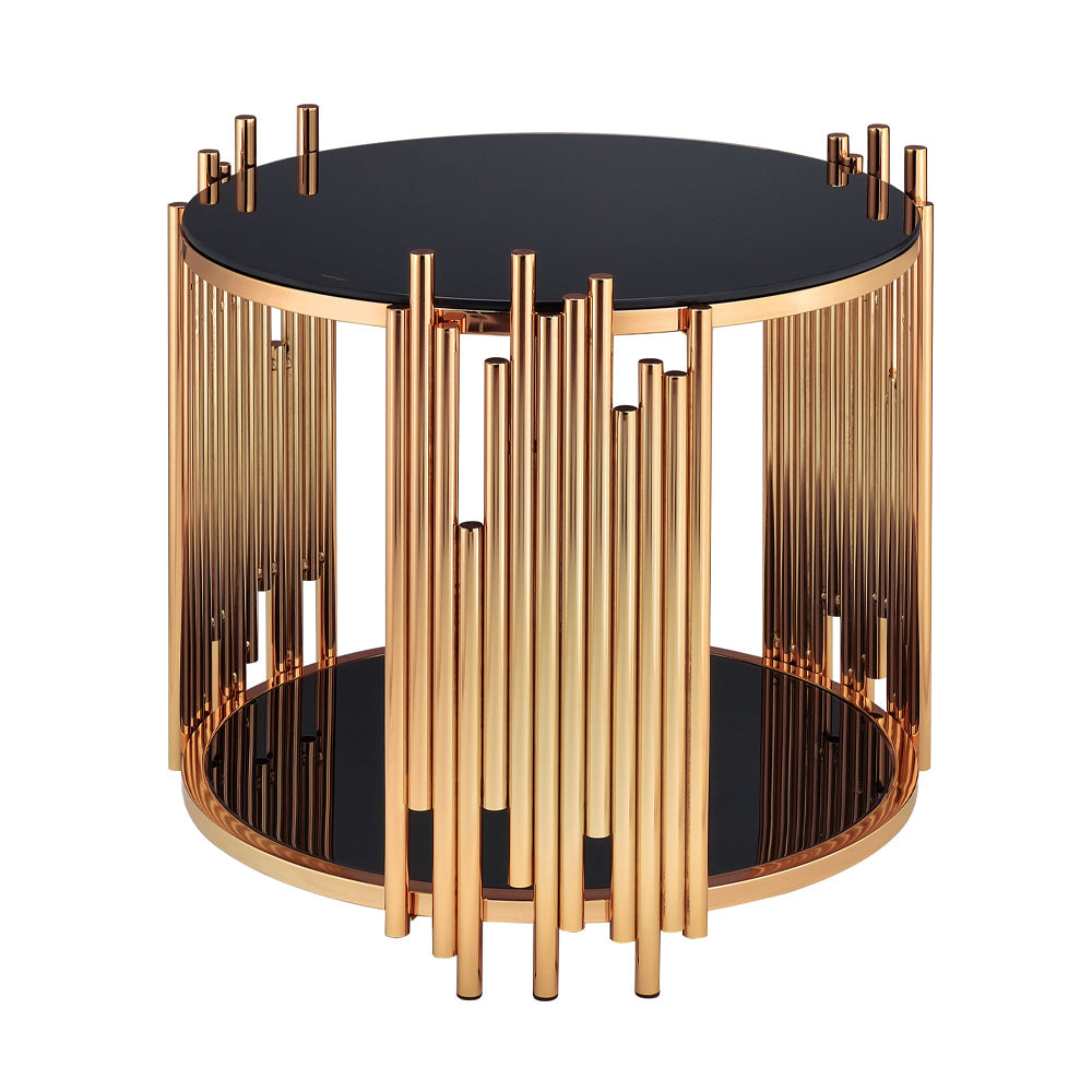 ACME Tanquin Gold & Black Glass End Table Model 84492