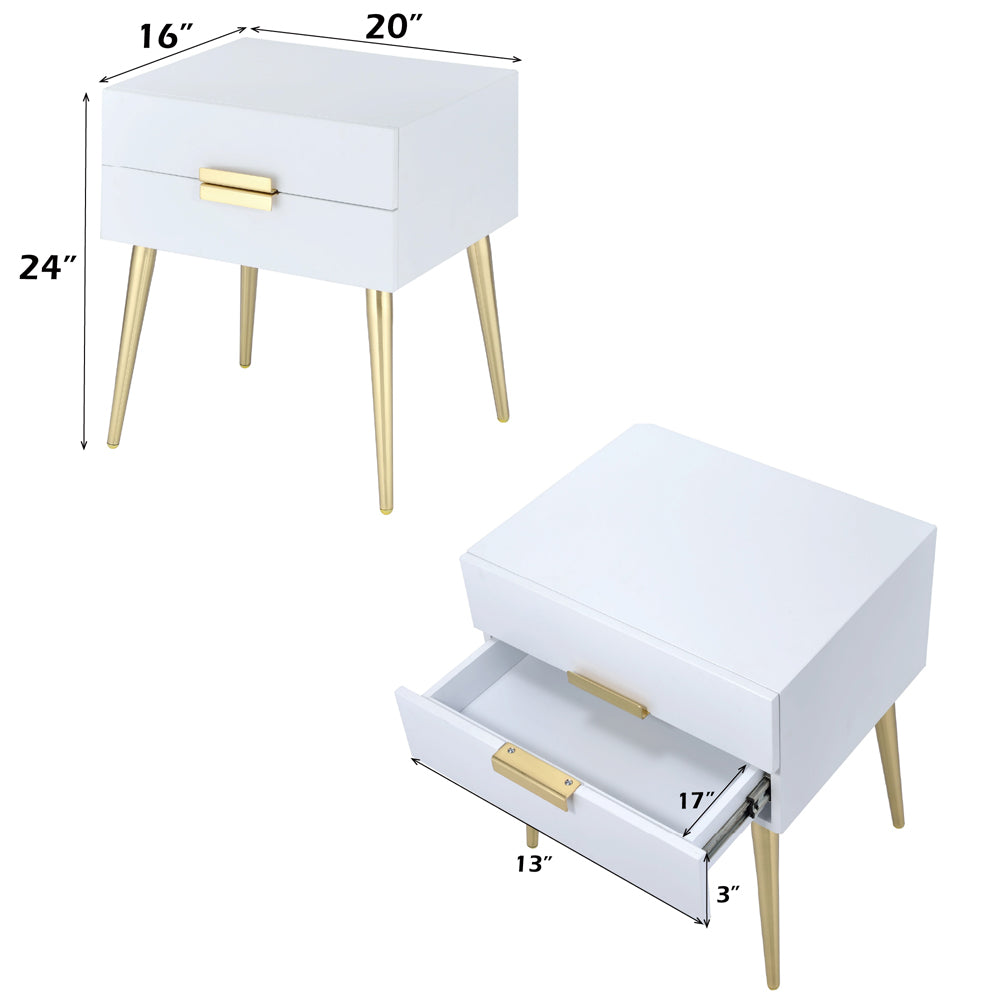 ACME Denvor White & Gold End Table Model 84496