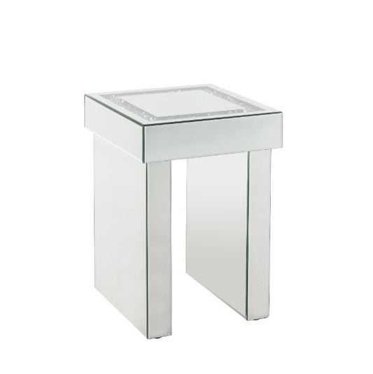 ACME Noralie Mirrored & Faux Diamonds End Table Model 84702