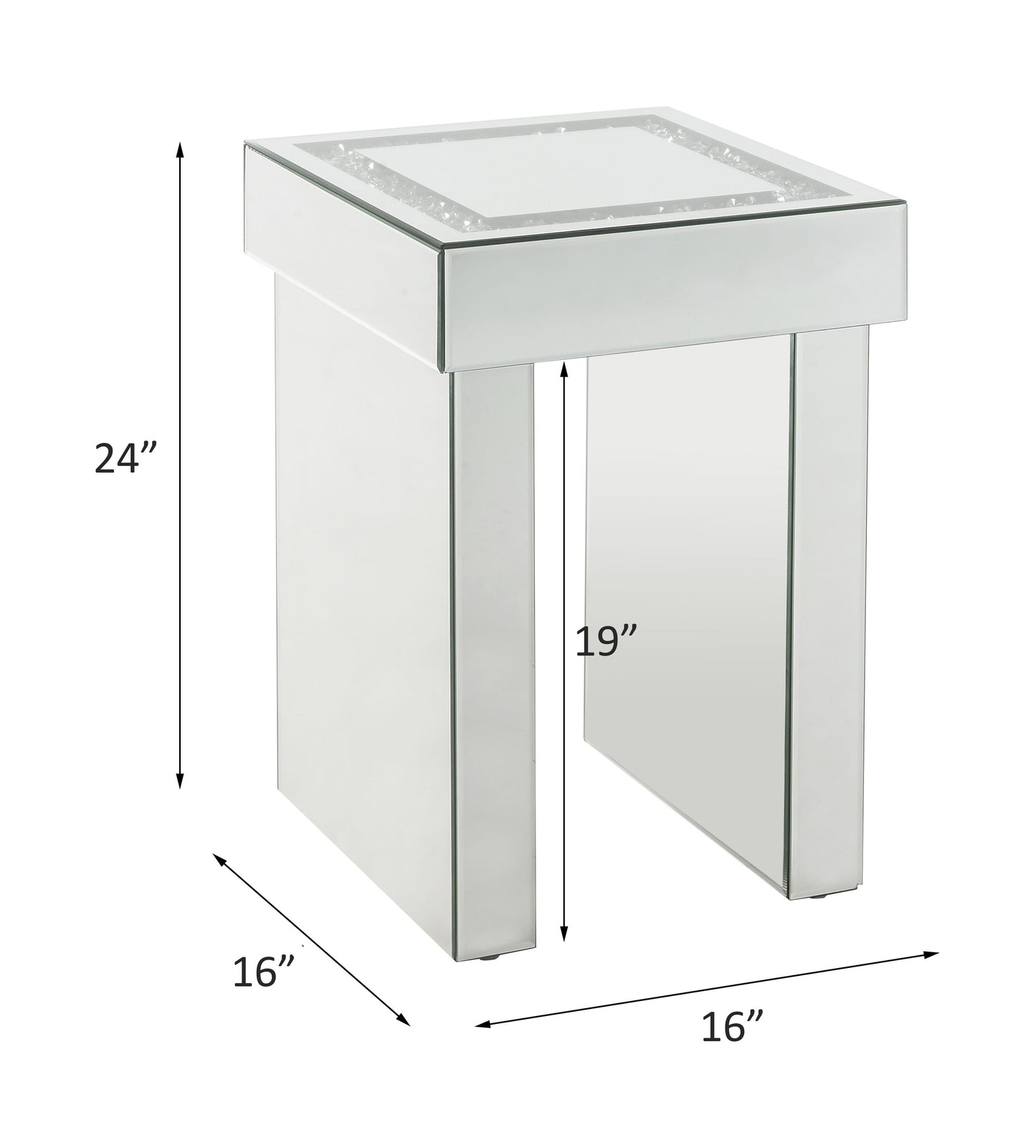 ACME Noralie Mirrored & Faux Diamonds End Table Model 84702